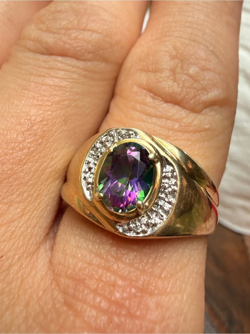 Vintage Mystic Topaz Fire Topaz in 10kt gold ring size 10